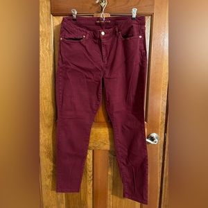 MICHAEL KORS Ladies Size 14 Izzy Skinny Cotton Blend Jeans- Cranberry